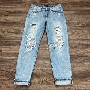 Judy Blue Multi‎ Color Plaint Splash Distressed 3/26 Boyfriend Fit Jeans